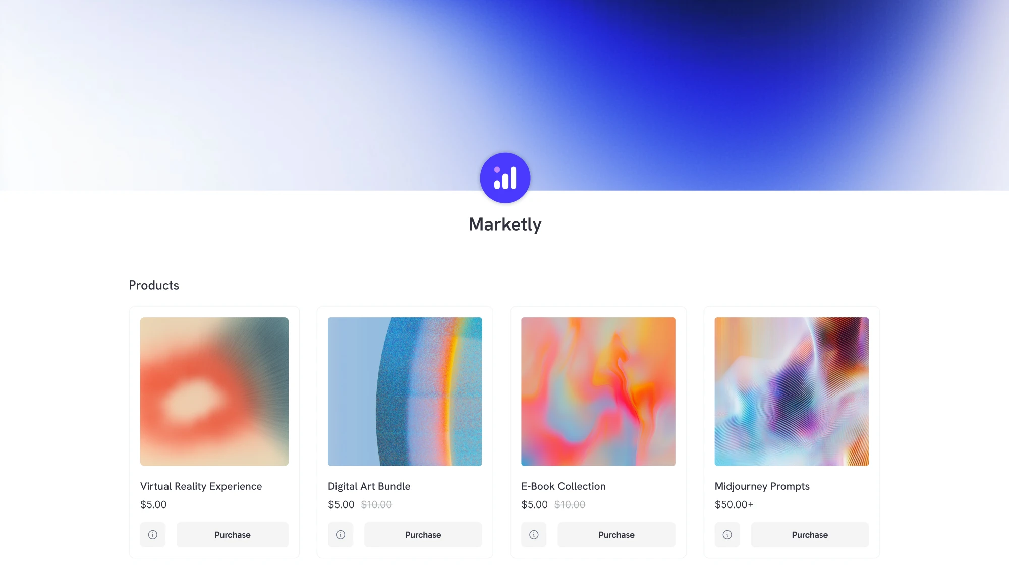 Distribution dashboard showing product marketplace