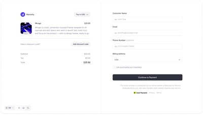 Payments dashboard showing transaction processing