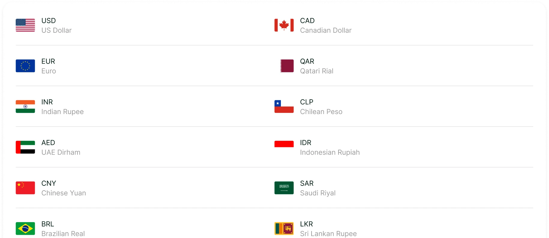 Settle in Your Preferred Currency