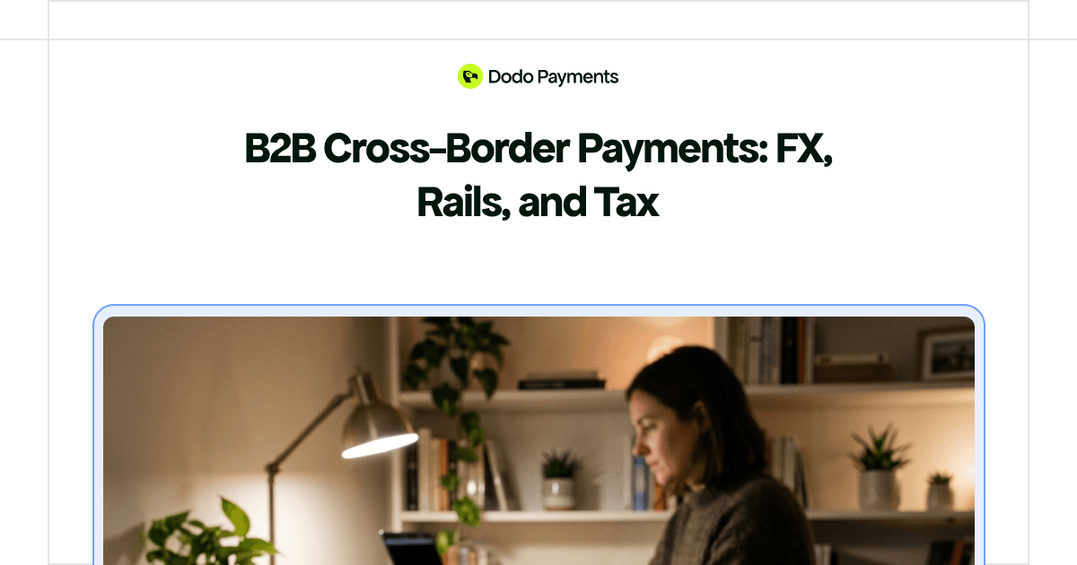 B2B Cross-Border Payments: FX, Rails, and Tax