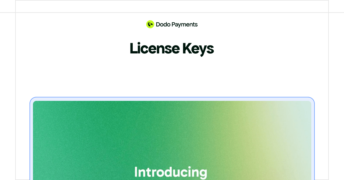 License Keys | Dodo Payments