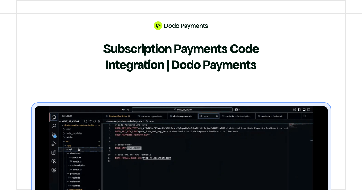 Subscription Payments Code Integration | Dodo Payments | Dodo Payments